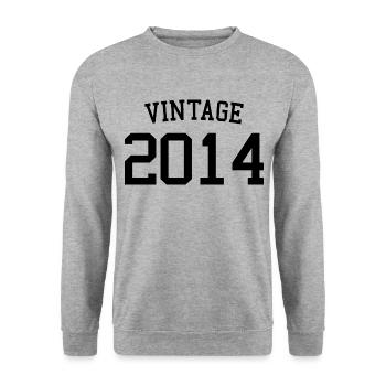 Vintage 2014 - 9 Years Old, 9th Birthday Kids - Unisex Sweatshirt - salt & pepper - Front - Alina (178cm) & Michal (187cm)