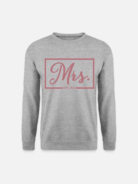 Frau Est. 2023 Verlobung Brautdusche Hochzeit - Unisex Pullover - Weißgrau meliert