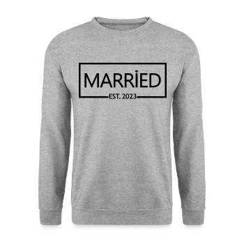 2023 - Cadeau de jour de mariage homme et femme - Sweat-shirt Unisexe - gris chiné - Devant - Alina (178cm) & Michal (187cm)