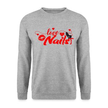 Devil Nails Nageldesign love Nails - Unisex Pullover - Weißgrau meliert - Vorne - Alina (178cm) & Michal (187cm)