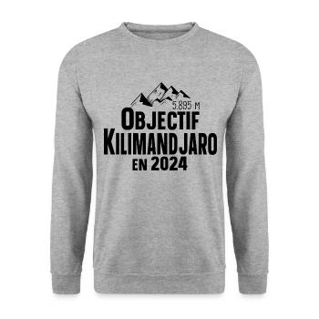 Kilimandjaro 2024 Montagne Tanzanie Afrique - Sweat-shirt Unisexe - gris chiné - Devant - Alina (178cm) & Michal (187cm)