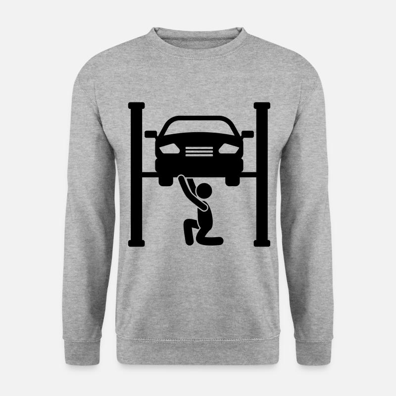 Kfz Auto Werstatt Symbol Mechaniker - Unisex Pullover - Weißgrau meliert