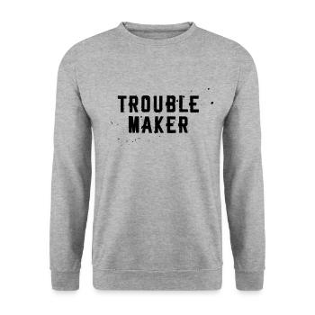 TROUBLE MAKER - Unisex Pullover - Weißgrau meliert - Vorne - Alina (178cm) & Michal (187cm)
