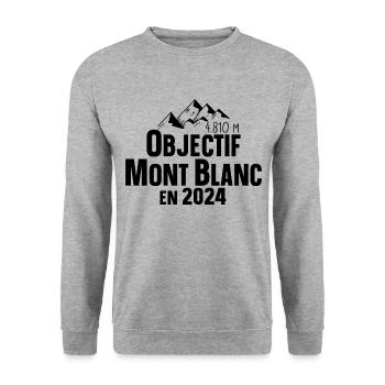 2024 Mont Blanc Montagne France Suisse Italie - Sweat-shirt Unisexe - gris chiné - Devant - Alina (178cm) & Michal (187cm)