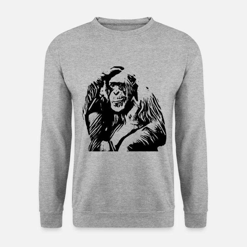 Schimpanse - Unisex Pullover - Weißgrau meliert