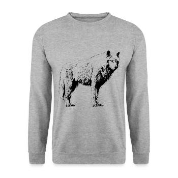 wolf - Unisex Sweatshirt - salt & pepper - Front - Alina (178cm) & Michal (187cm)