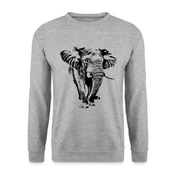 elephant - Unisex Sweatshirt - salt & pepper - Front - Alina (178cm) & Michal (187cm)
