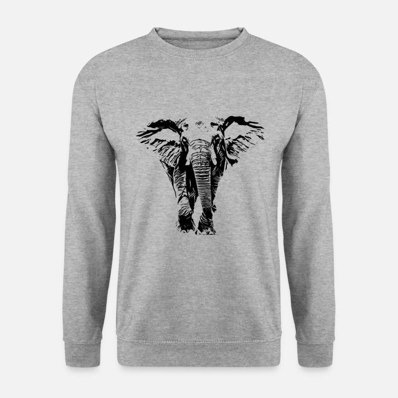 Elefant - Unisex Pullover - Weißgrau meliert