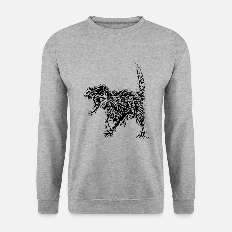 Dino - Unisex Pullover - Weißgrau meliert