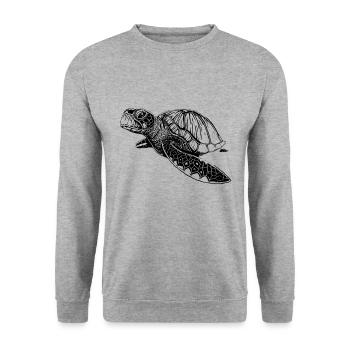 Sea turtle - Unisex Sweatshirt - salt & pepper - Front - Alina (178cm) & Michal (187cm)