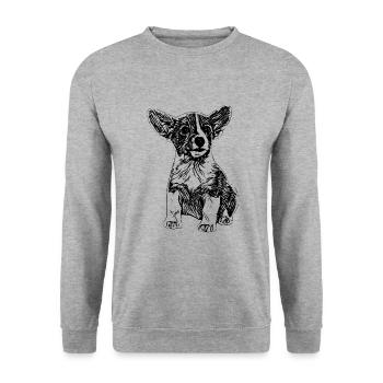 Jack Russell - Unisex Pullover - Weißgrau meliert - Vorne - Alina (178cm) & Michal (187cm)