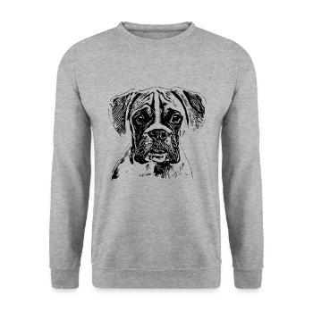 Boxer - Unisex Pullover - Weißgrau meliert - Vorne - Alina (178cm) & Michal (187cm)