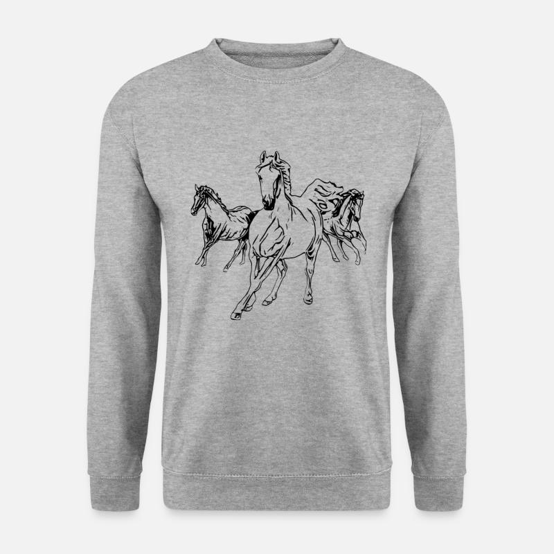 Pferde - Unisex Pullover - Weißgrau meliert