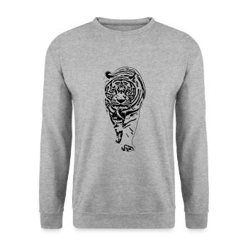 Tiger - Sweat-shirt Unisexe - gris chiné - Devant - Alina (178cm) & Michal (187cm)