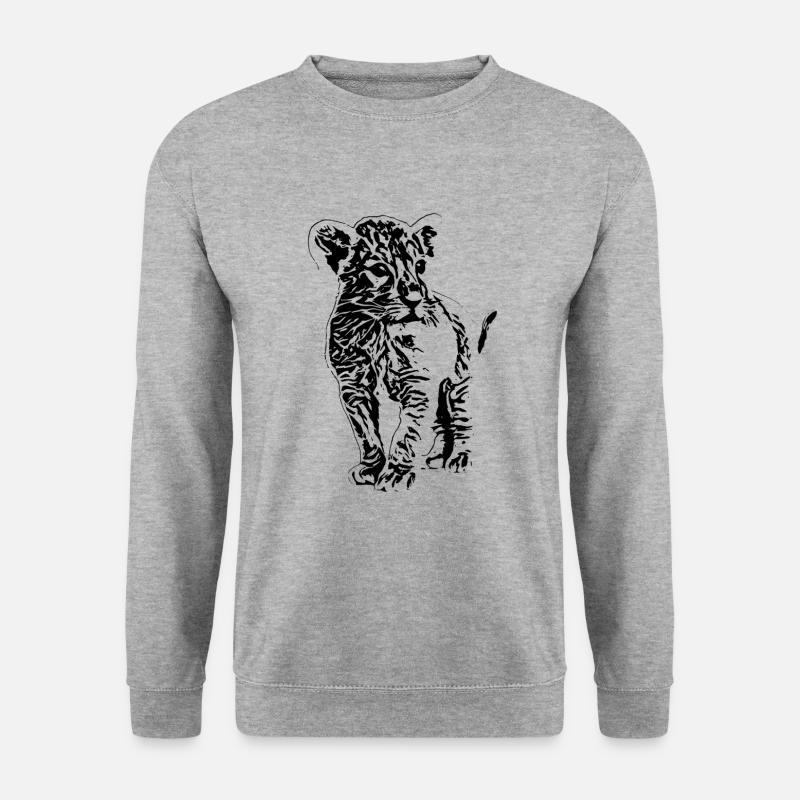 Löwe - Unisex Pullover - Weißgrau meliert