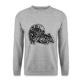 Chat - Sweat-shirt Unisexe - gris chiné - Devant - Alina (178cm) & Michal (187cm)