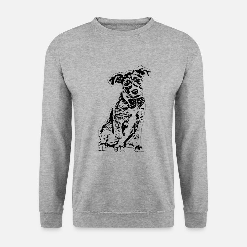 Hund - Unisex Pullover - Weißgrau meliert