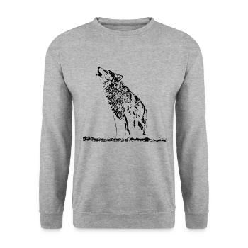 wolf - Unisex Sweatshirt - salt & pepper - Front - Alina (178cm) & Michal (187cm)
