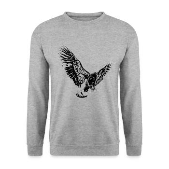 Adler - Unisex Pullover - Weißgrau meliert - Vorne - Alina (178cm) & Michal (187cm)