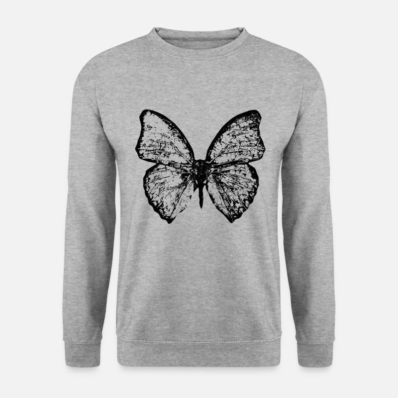 Schmetterling - Unisex Pullover - Weißgrau meliert