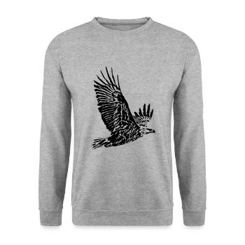 Adler - Unisex Pullover - Weißgrau meliert - Vorne - Alina (178cm) & Michal (187cm)