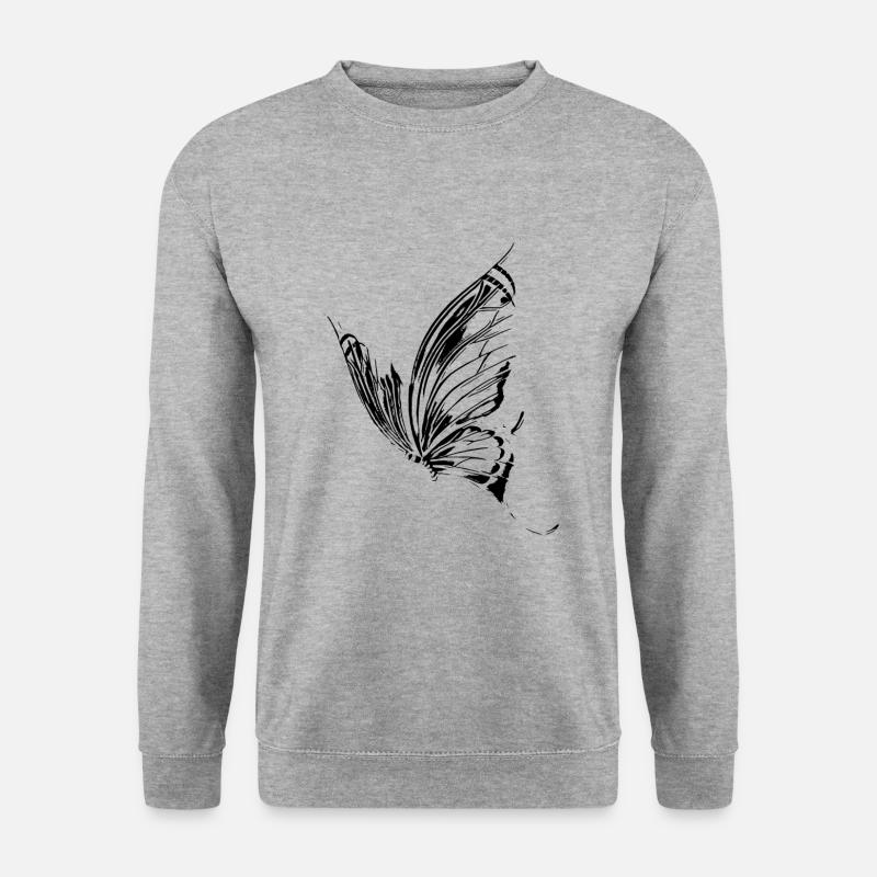 Schmetterling - Unisex Pullover - Weißgrau meliert
