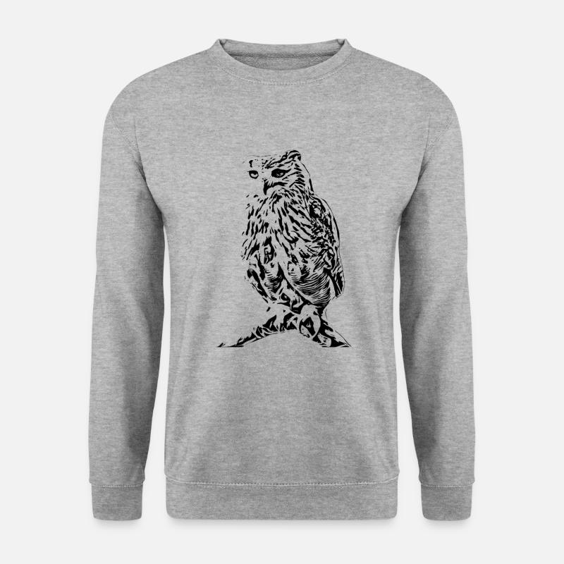 Eule - Unisex Pullover - Weißgrau meliert