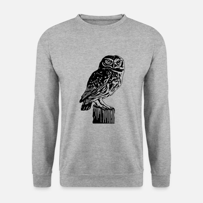 Eule - Unisex Pullover - Weißgrau meliert