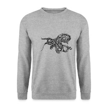 Oktopus - Unisex Pullover - Weißgrau meliert - Vorne - Alina (178cm) & Michal (187cm)