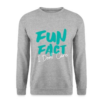 I'm not interested in "Fun fact, i don't care" - Unisex Sweatshirt - salt & pepper - Front - Alina (178cm) & Michal (187cm)
