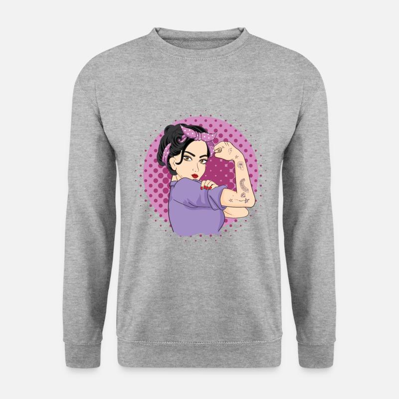 Starke Frau - Unisex Pullover - Weißgrau meliert