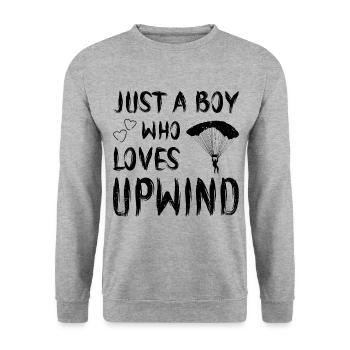 Just A Boy Who Loves Upwind Paraglider Parachute S - Unisex Pullover - Weißgrau meliert - Vorne - Alina (178cm) & Michal (187cm)