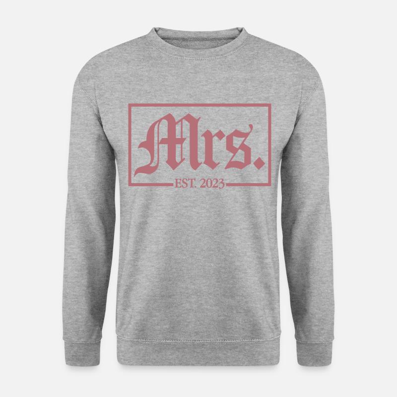 Frau Est. 2023 Verlobung Brautdusche Hochzeit - Unisex Pullover - Weißgrau meliert