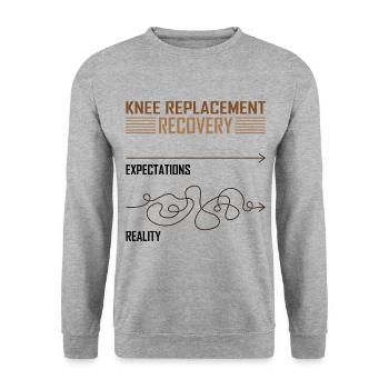Knee Replacement Recovery - Unisex Pullover - Weißgrau meliert - Vorne - Alina (178cm) & Michal (187cm)