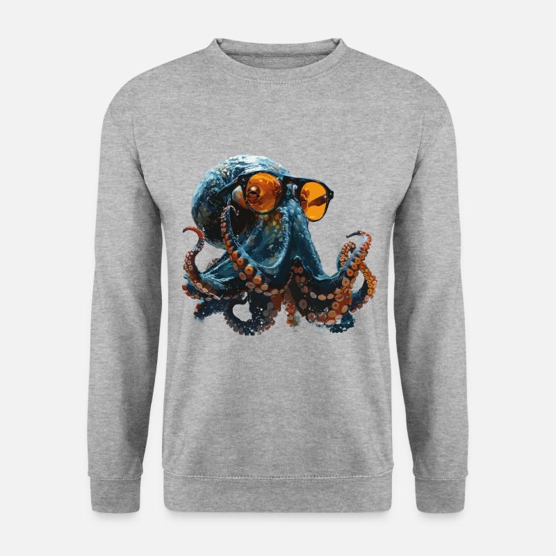 Funky Squid - Unisex Pullover - Weißgrau meliert