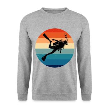 Herren Scuba Diver Diver Taucher Tauchen - Unisex Pullover - Weißgrau meliert - Vorne - Alina (178cm) & Michal (187cm)