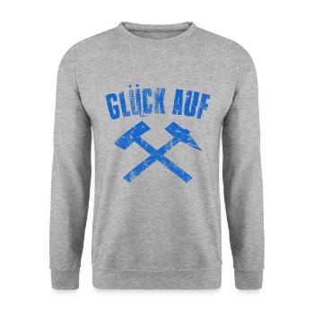 luck on t shirt ruhr area tshirt ruhrpott blue - Unisex Sweatshirt - salt & pepper - Front - Alina (178cm) & Michal (187cm)