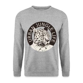 Grande ville jungle Léopard en costume - Sweat-shirt Unisexe - gris chiné - Devant - Alina (178cm) & Michal (187cm)