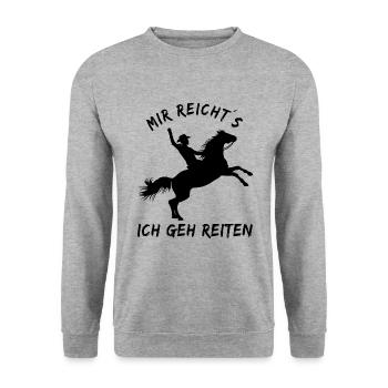 Mir reichts ich geh reiten - Pferdeliebhaber - Unisex Pullover - Weißgrau meliert - Vorne - Alina (178cm) & Michal (187cm)