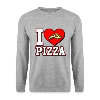 ich liebe Pizza i love pizza - Unisex Pullover - Weißgrau meliert - Vorne - Alina (178cm) & Michal (187cm)