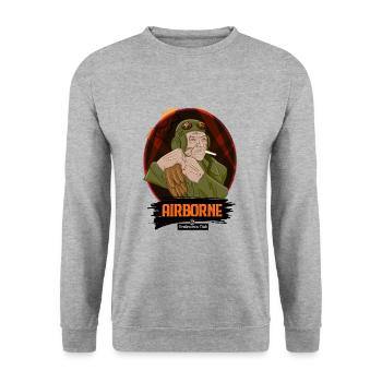 WW2 Pilot von Gentlemen's Club - Unisex Pullover - Weißgrau meliert - Vorne - Alina (178cm) & Michal (187cm)