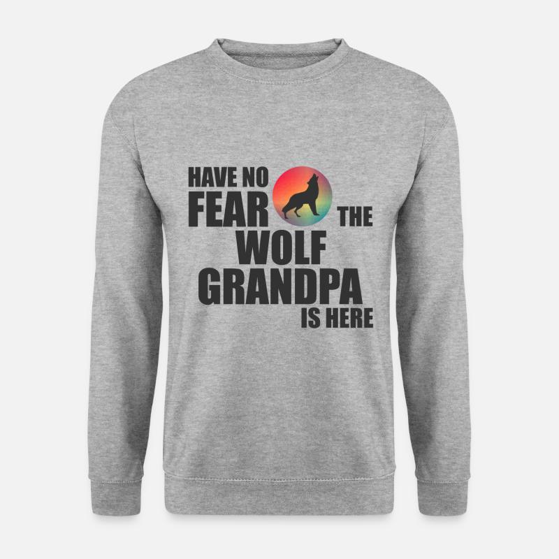 Der Wolf Opa - Unisex Pullover - Weißgrau meliert