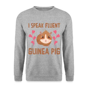 I Speak Fluent Guinea Pig Animal Lover Guinea Pig - Unisex Pullover - Weißgrau meliert - Vorne - Alina (178cm) & Michal (187cm)