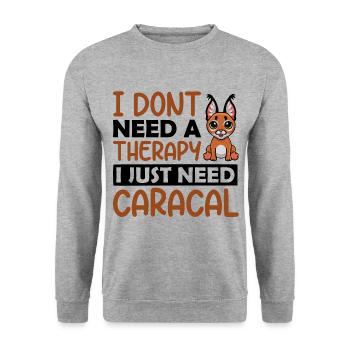 I dont need a therapy i just need Caracal - Unisex Pullover - Weißgrau meliert - Vorne - Alina (178cm) & Michal (187cm)