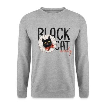 Black cat.Chat noir rétro. - Unisex Sweatshirt - salt & pepper - Front - Alina (178cm) & Michal (187cm)