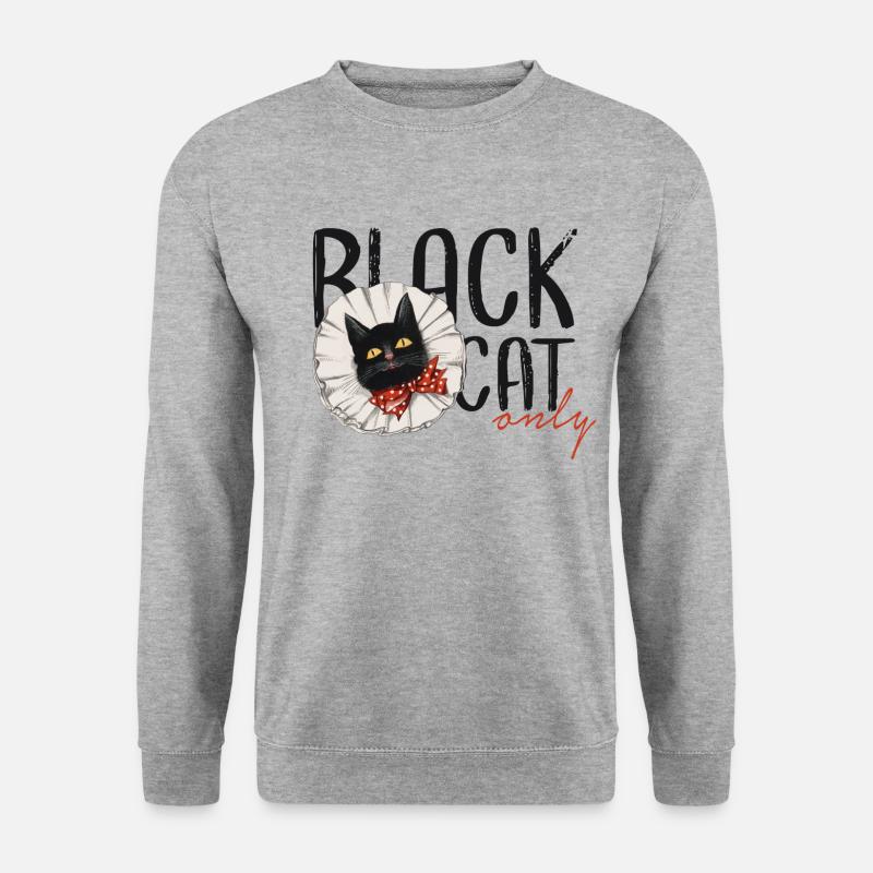 Schwarze Katze. Chat noir rétro. - Unisex Pullover - Weißgrau meliert