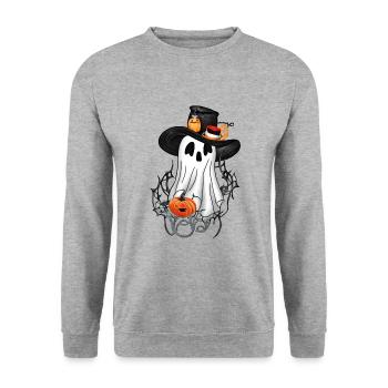Ghost With a Pumpkin 4 - Sweat-shirt Unisexe - gris chiné - Devant - Alina (178cm) & Michal (187cm)