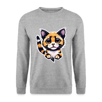 Un beau chat orange, avec son pelage lumineux, - Sweat-shirt Unisexe - gris chiné - Devant - Alina (178cm) & Michal (187cm)