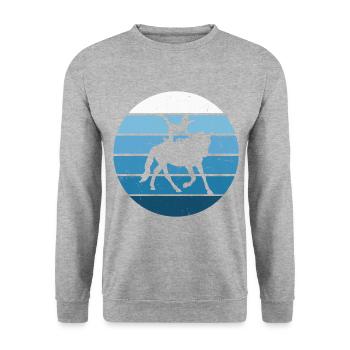 Pferdegymnastik Balanceübungen Akrobatik auf dem P - Unisex Pullover - Weißgrau meliert - Vorne - Alina (178cm) & Michal (187cm)