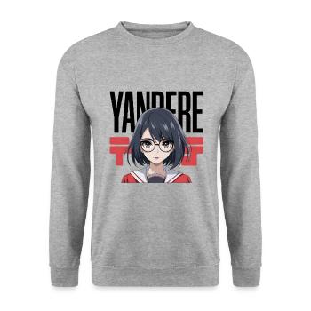 Yandere Simple Woman - Unisex Pullover - Weißgrau meliert - Vorne - Alina (178cm) & Michal (187cm)